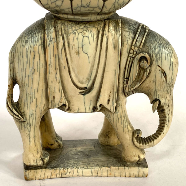 Chinese Ivory Bodhisattva Samantabhadra (Puxian) on Elephant Statue