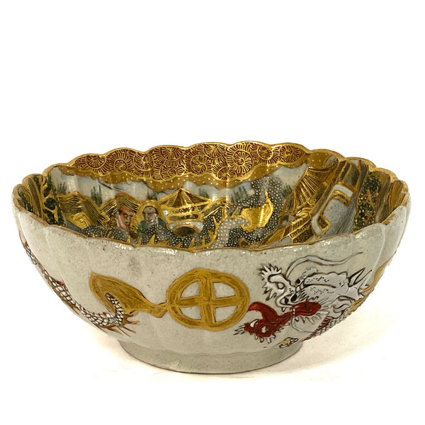 Small Fine Japanese Meiji Satsuma Gilt Pottery Bowl
