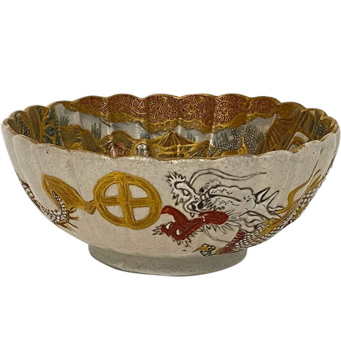 Small Fine Japanese Meiji Satsuma Gilt Pottery Bowl