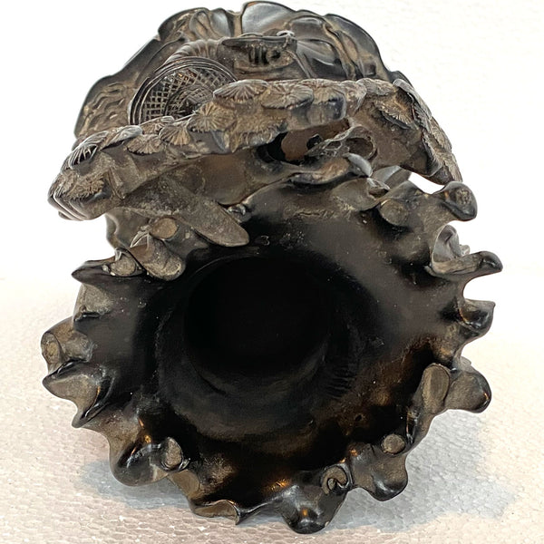 [CONSIGNOR RETURN] Chinese Carved Scholar under Tree Brush Pot