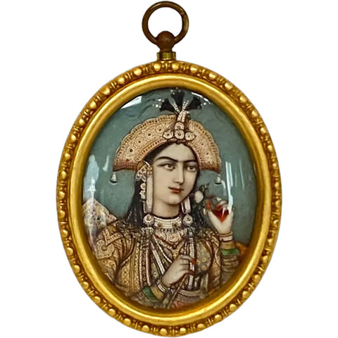 Indian Miniature Portrait Painting, Empress Mumtaz Mahal