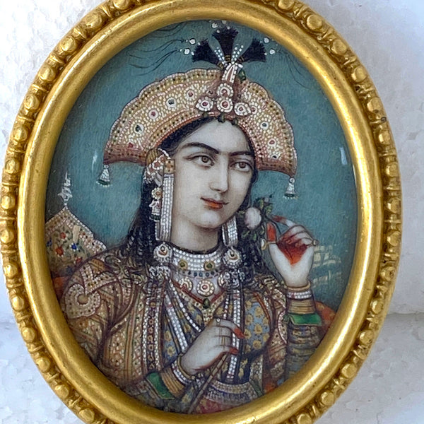 Indian Miniature Portrait Painting, Empress Mumtaz Mahal