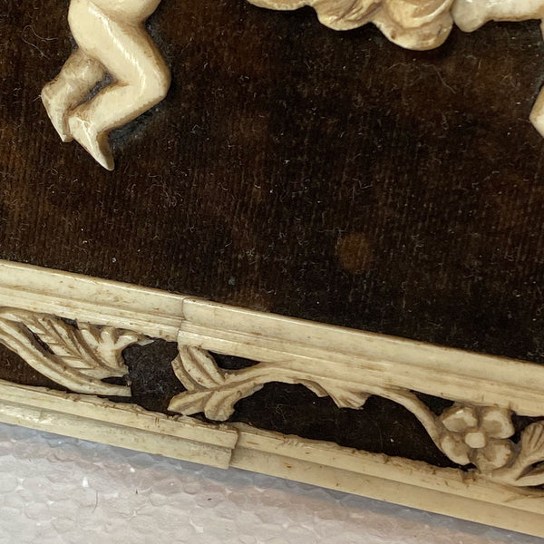 French School Bone Devotional Icon Wall Plaque, Madonna and Cherubs