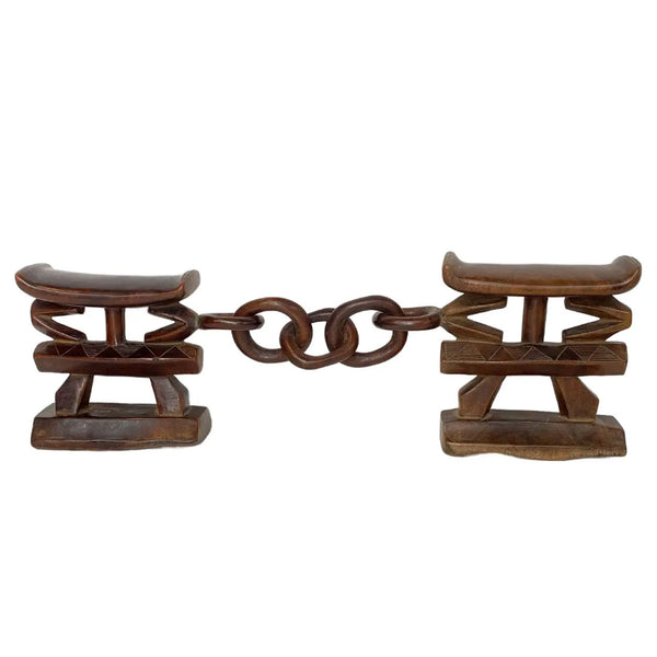 African Shona / Tsonga Hardwood Ceremonial Wedding Double Headrest