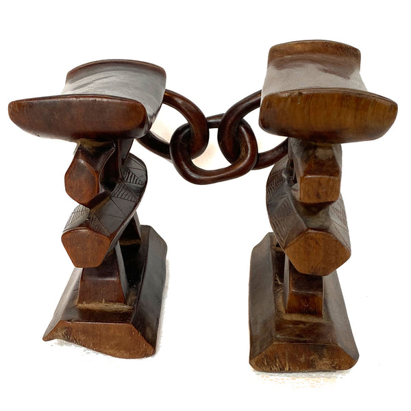African Shona / Tsonga Hardwood Ceremonial Wedding Double Headrest