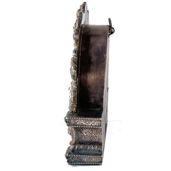 Tibetan Buddhist Beaded Coin Silver Devotional Portable Shrine (Ghau Box)