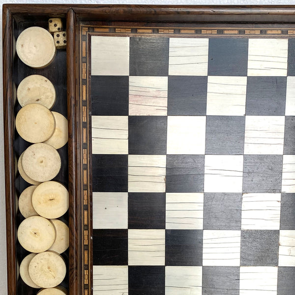 English George IV Regency Marquetry Wood Checkers Game Board