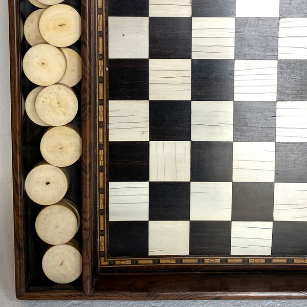 English George IV Regency Marquetry Wood Checkers Game Board