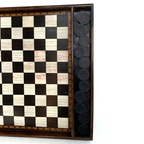 English George IV Regency Marquetry Wood Checkers Game Board