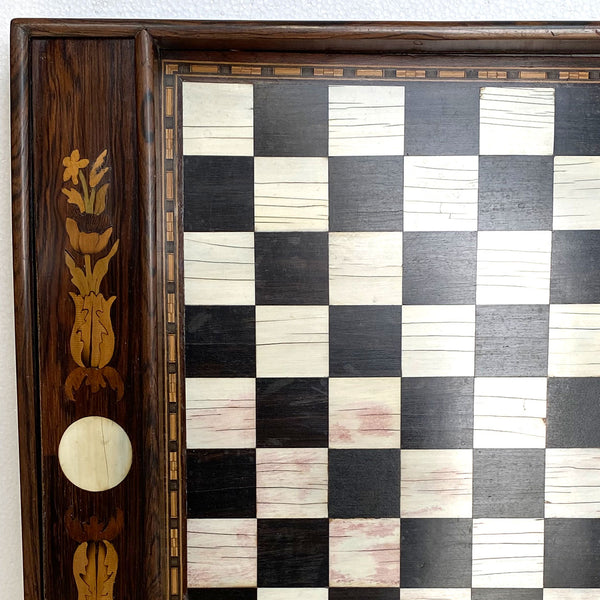 English George IV Regency Marquetry Wood Checkers Game Board