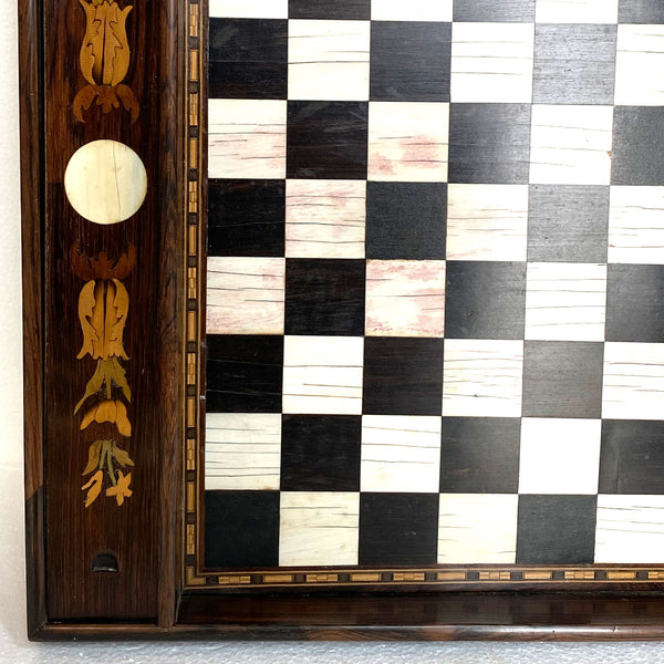 English George IV Regency Marquetry Wood Checkers Game Board