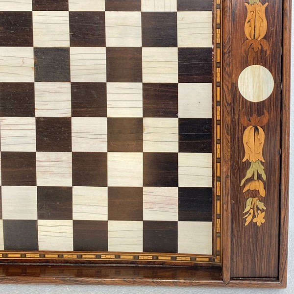 English George IV Regency Marquetry Wood Checkers Game Board