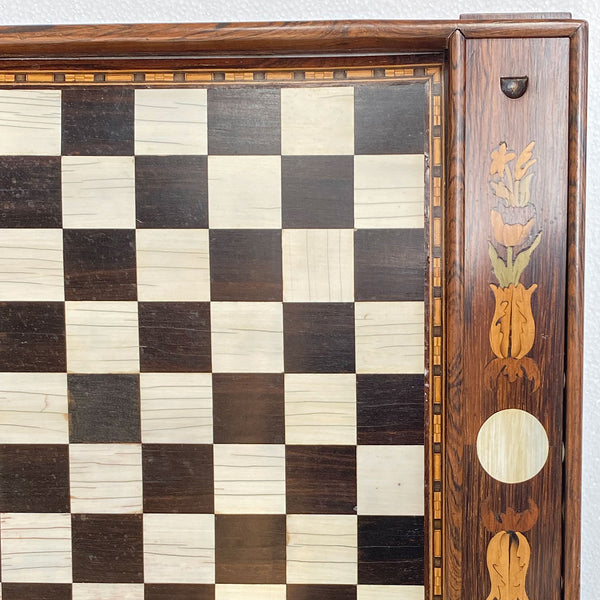 English George IV Regency Marquetry Wood Checkers Game Board
