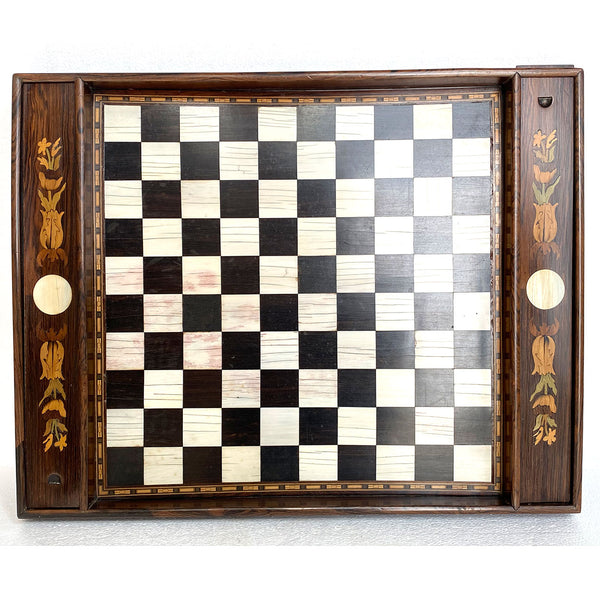 English George IV Regency Marquetry Wood Checkers Game Board