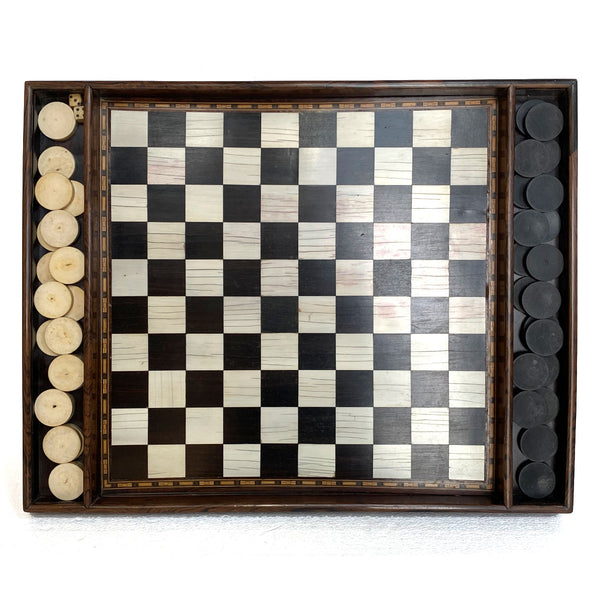English George IV Regency Marquetry Wood Checkers Game Board