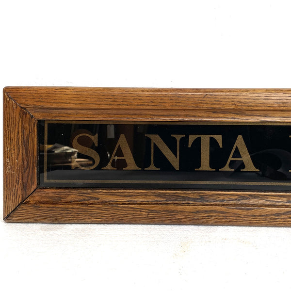 Set Two American Reverse Painted Mirrored Glass Santa Fe Railway Signs