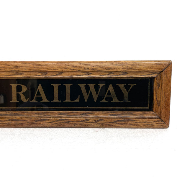 Set Two American Reverse Painted Mirrored Glass Santa Fe Railway Signs