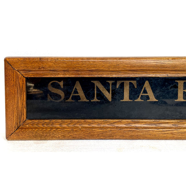 Set Two American Reverse Painted Mirrored Glass Santa Fe Railway Signs