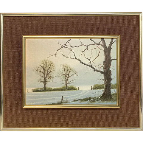 MICHAEL JOHN HILL Oil on Canvas Board Painting, Winter Landscape