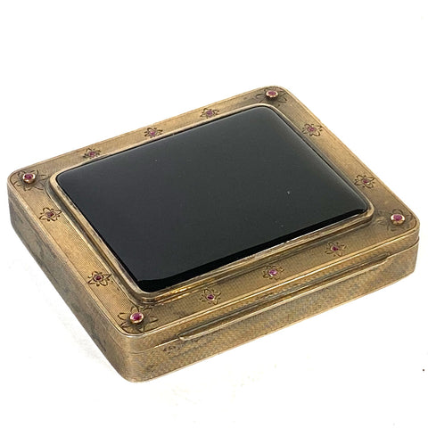 German Emil Brenk Gilt Sterling Silver, Onyx and Gemstone Cosmetic Case
