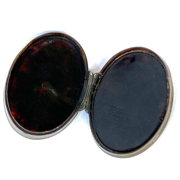 English Queen Anne Tortoiseshell, Mother-of-Pearl, Silver Piqué Snuff Box