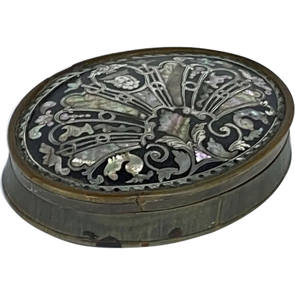 English Queen Anne Tortoiseshell, Mother-of-Pearl, Silver Piqué Snuff Box