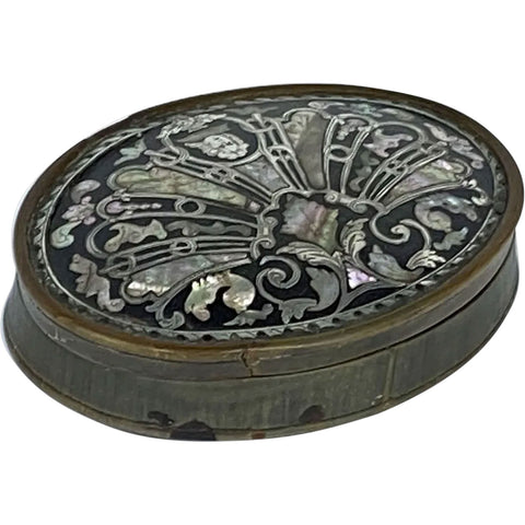 English Queen Anne Tortoiseshell, Mother-of-Pearl, Silver Piqué Snuff Box