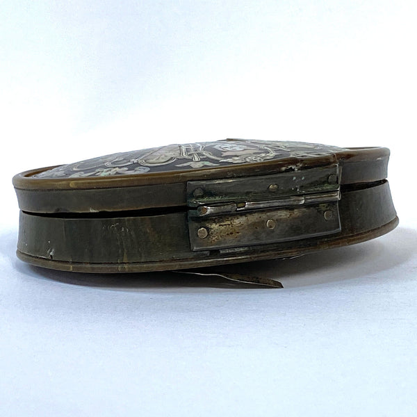 English Queen Anne Tortoiseshell, Mother-of-Pearl, Silver Piqué Snuff Box