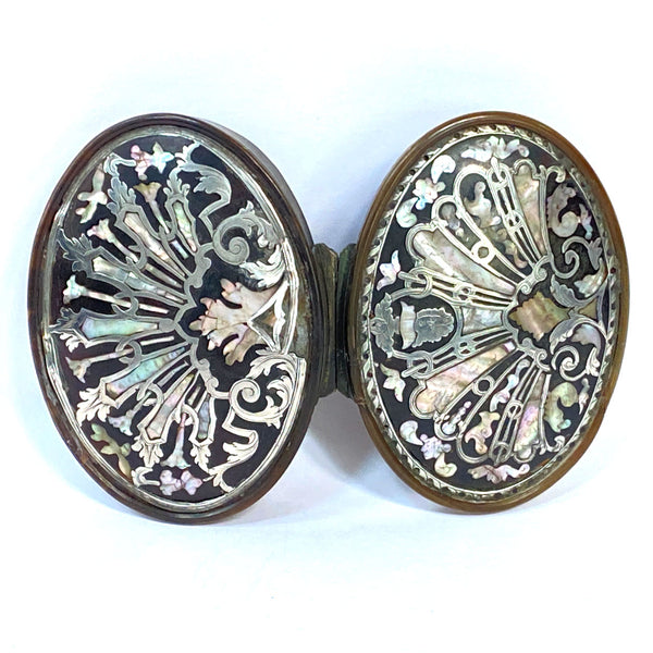 English Queen Anne Tortoiseshell, Mother-of-Pearl, Silver Piqué Snuff Box