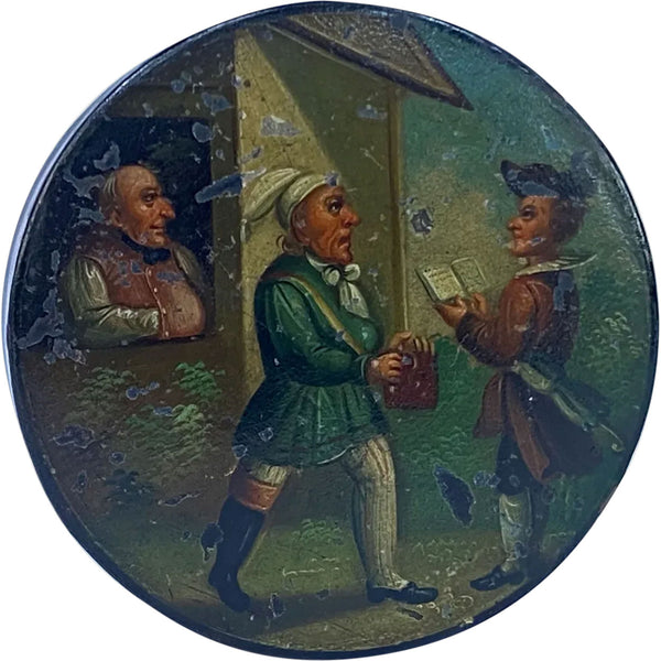German Lacquered and Painted Paper-Mache Table Snuff Box