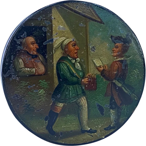 German Lacquered and Painted Paper-Mache Table Snuff Box
