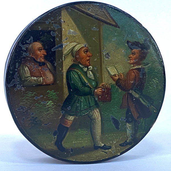 German Lacquered and Painted Paper-Mache Table Snuff Box