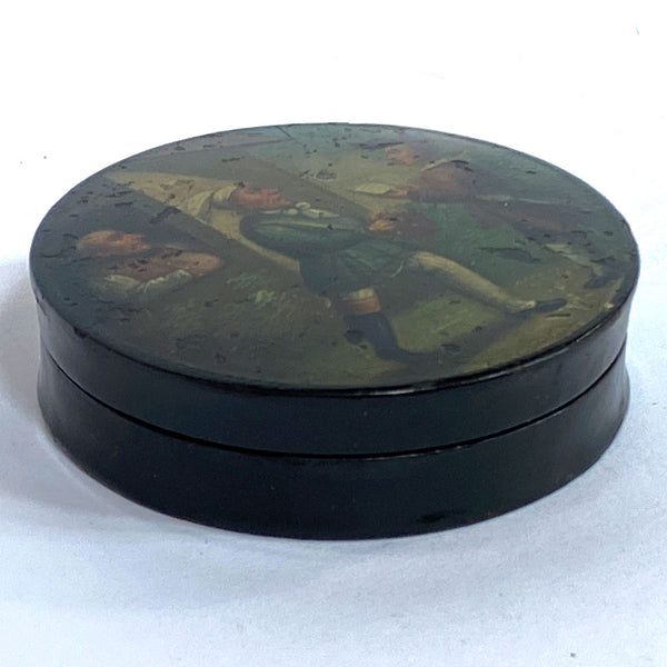 German Lacquered and Painted Paper-Mache Table Snuff Box