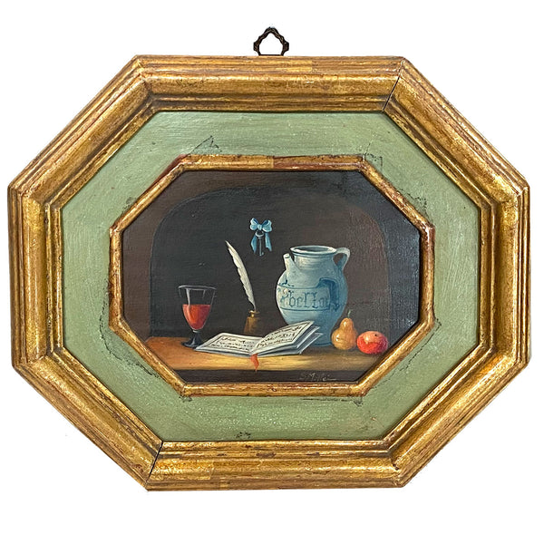 Pair of Vintage Italian Signed Miniature Still Life Paintings