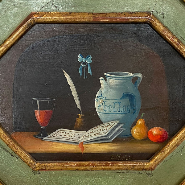 Pair of Vintage Italian Signed Miniature Still Life Paintings