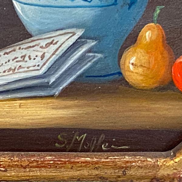 Pair of Vintage Italian Signed Miniature Still Life Paintings