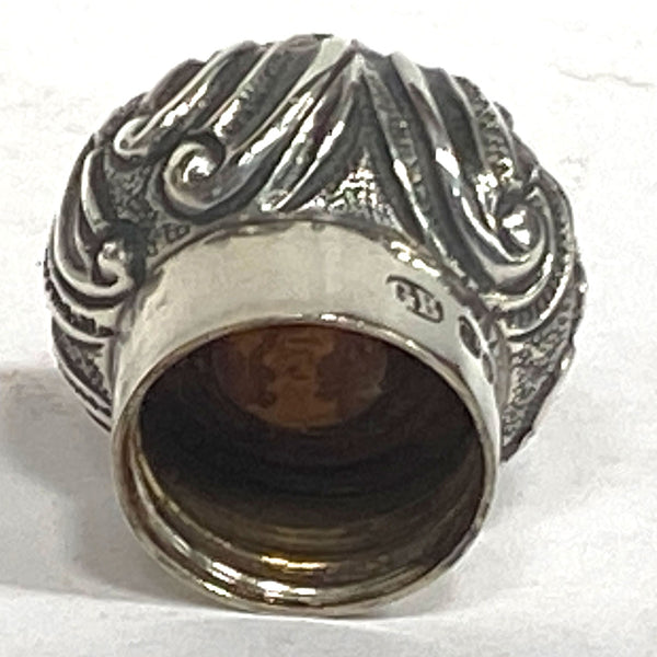 English George Brace Sterling Silver and Cut Crystal Scent Flask with Case