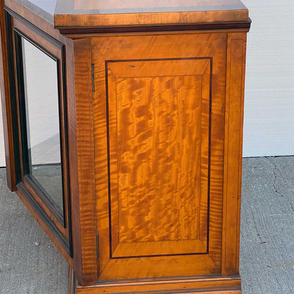 Flemish Burled Birch Glazed Door Microscope Slide Table Cabinet