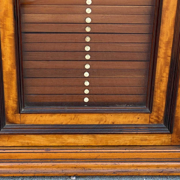 Flemish Burled Birch Glazed Door Microscope Slide Table Cabinet