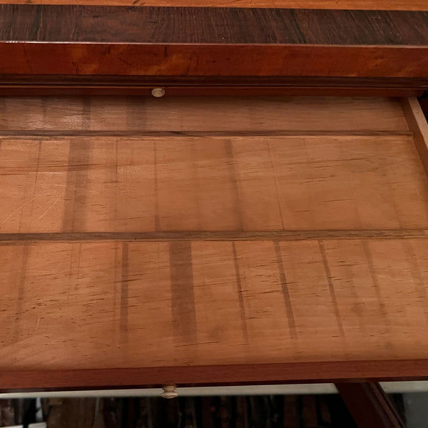 Flemish Burled Birch Glazed Door Microscope Slide Table Cabinet