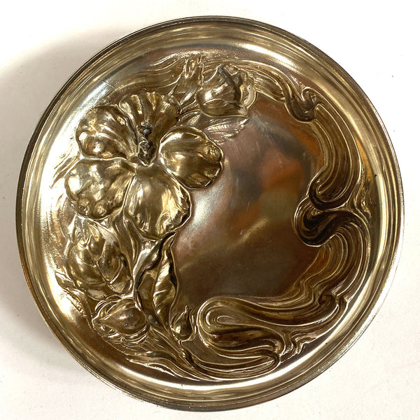 American Art Nouveau Silverplate and Cut Glass Humidor / Canister