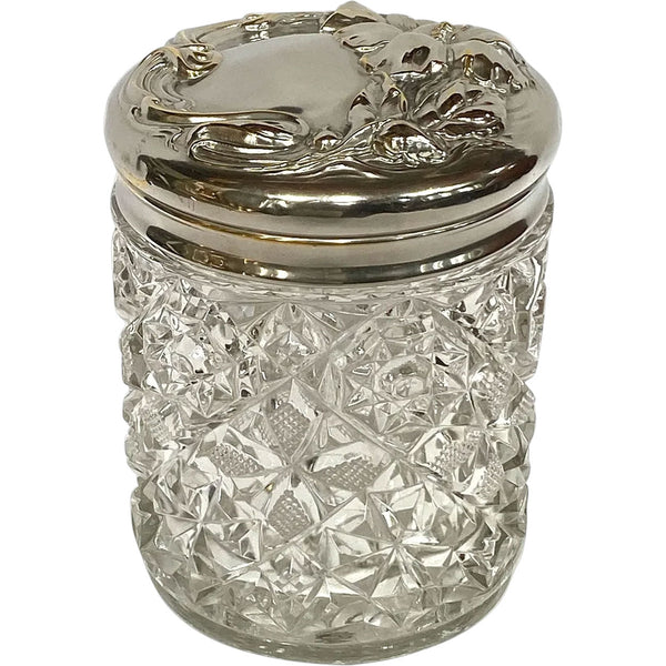 American Art Nouveau Silverplate and Cut Glass Humidor / Canister
