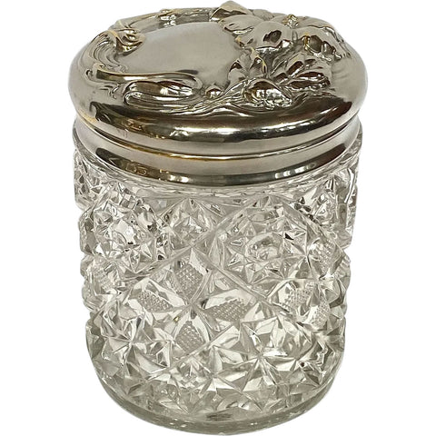 American Art Nouveau Silverplate and Cut Glass Humidor / Canister