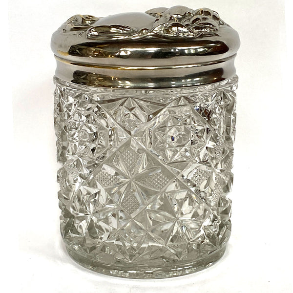 American Art Nouveau Silverplate and Cut Glass Humidor / Canister
