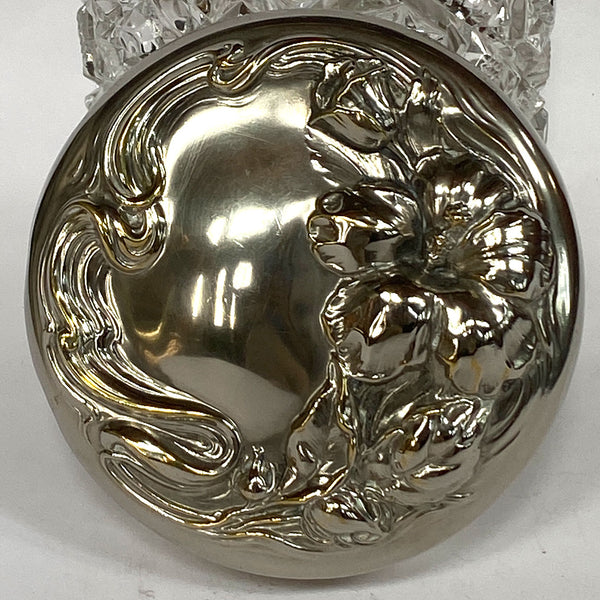 American Art Nouveau Silverplate and Cut Glass Humidor / Canister