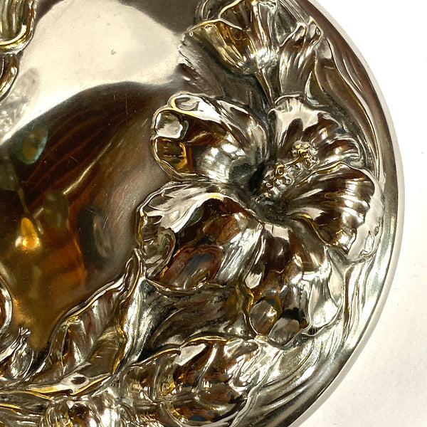 American Art Nouveau Silverplate and Cut Glass Humidor / Canister