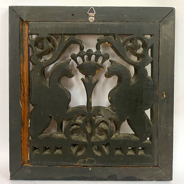 English Ebonized and Gilt Hand Carved Oak Armorial Panel