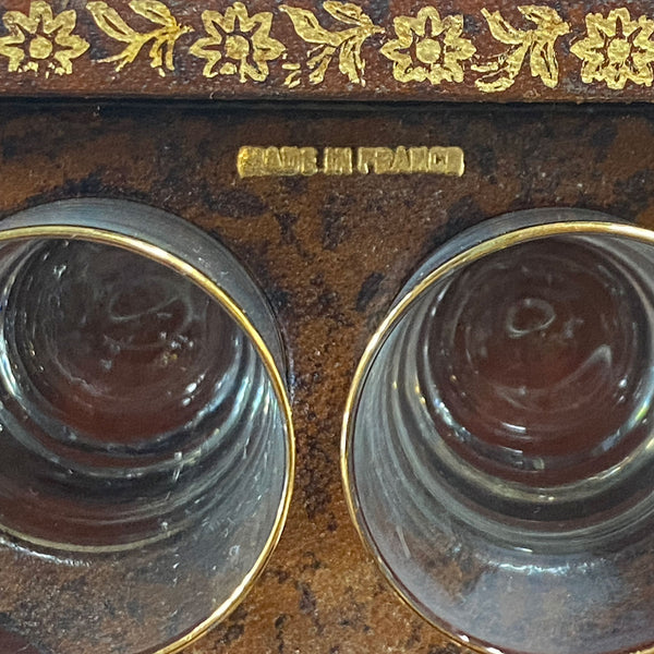 French Baccarat Glass Leather Book-Form Decanter Box (Tantalus)