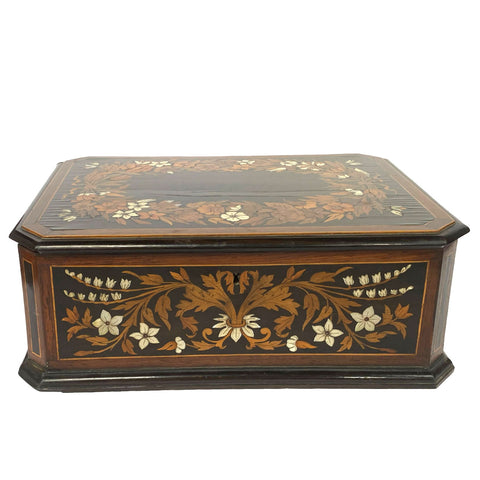 Italian Ebony and Mixed Woods Marquetry Jewelry Casket
