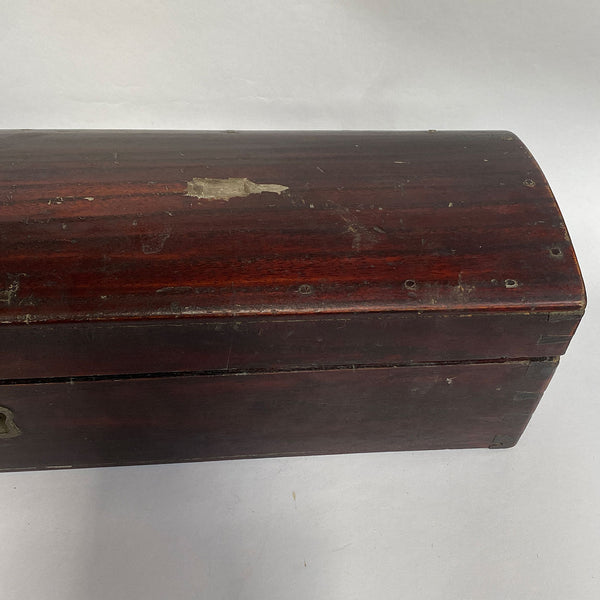 Long Chinese Qing Lacquered Wood Iron Handle Document Box